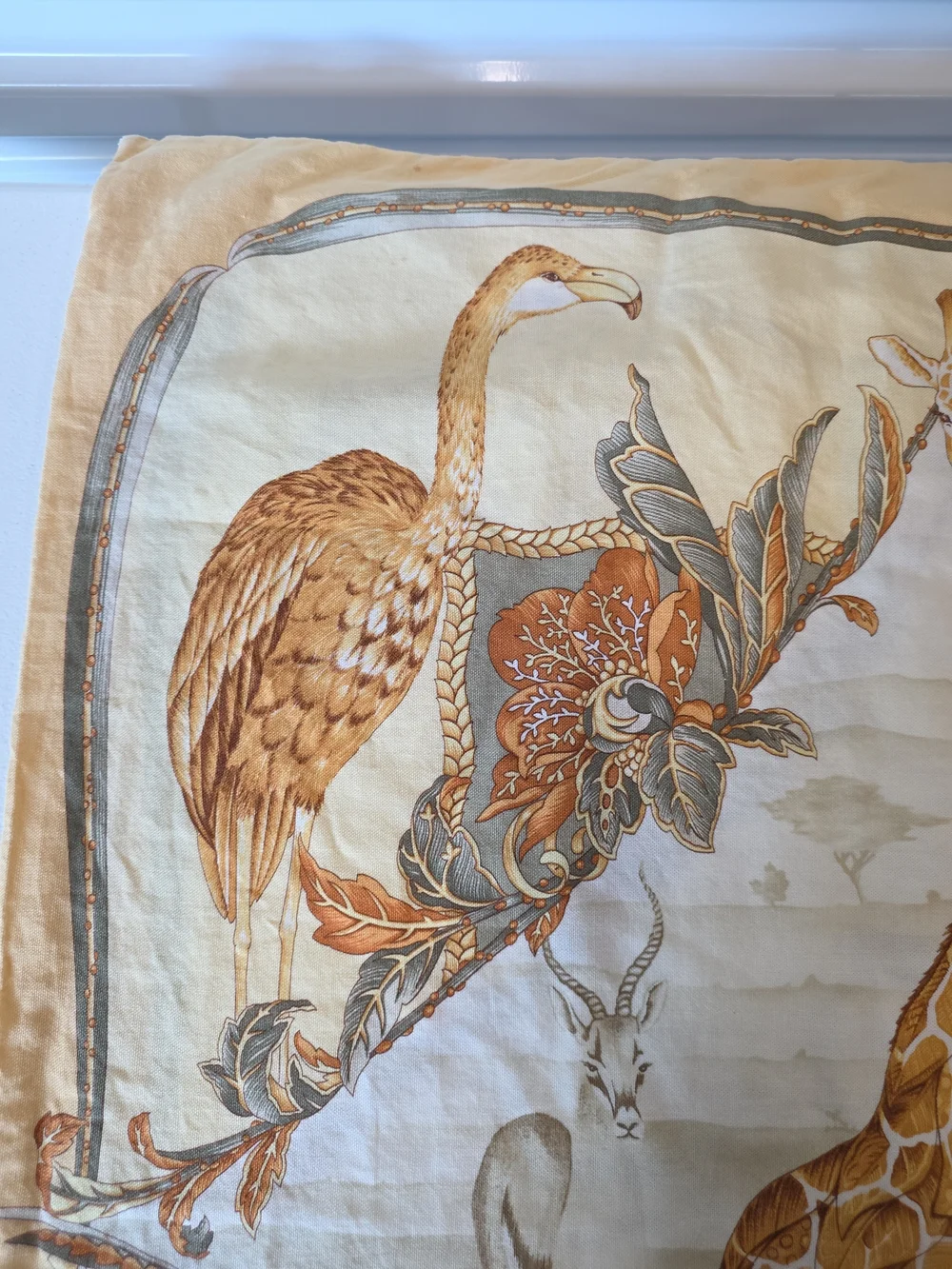Vintage Salvatore Ferragamo 100% Cotton Golden Safari Large Pillowcase 34x32.5